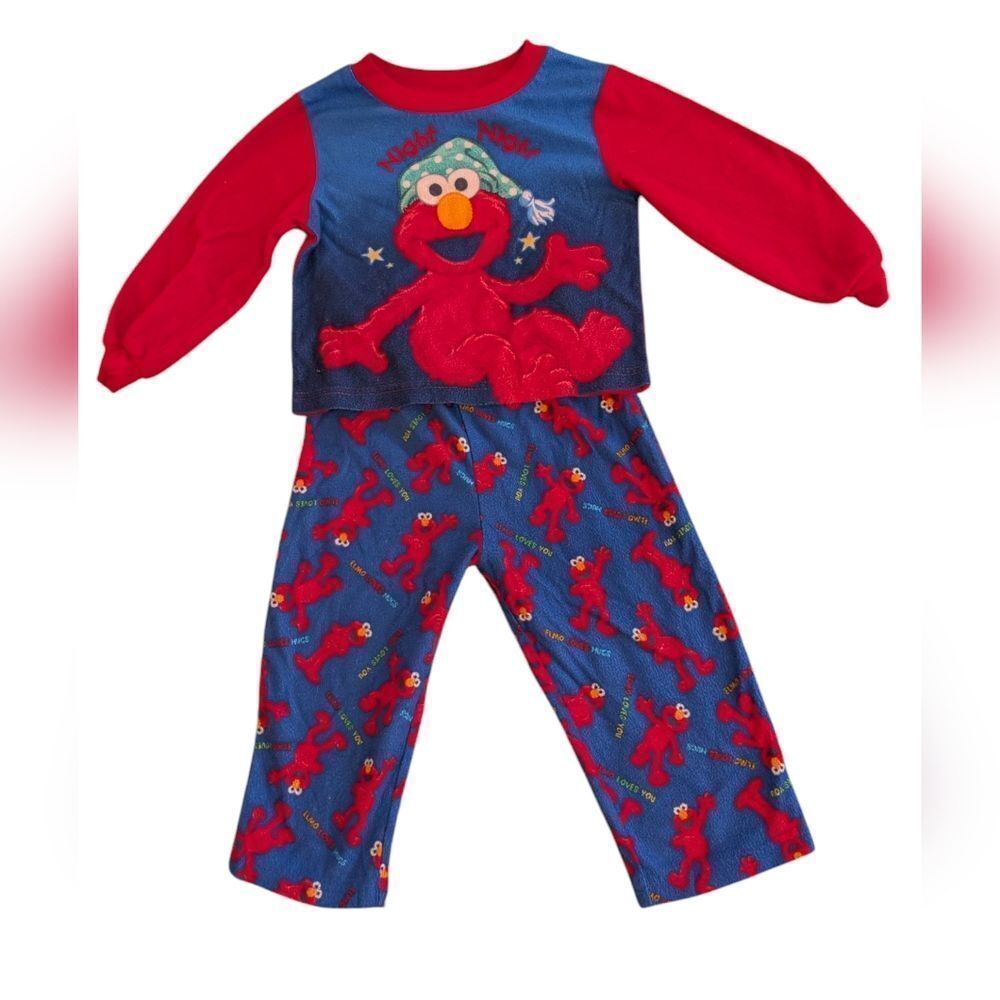 Sesame Street Elmo infant Y2K red & blue fleece pajama set size‎ 24 months